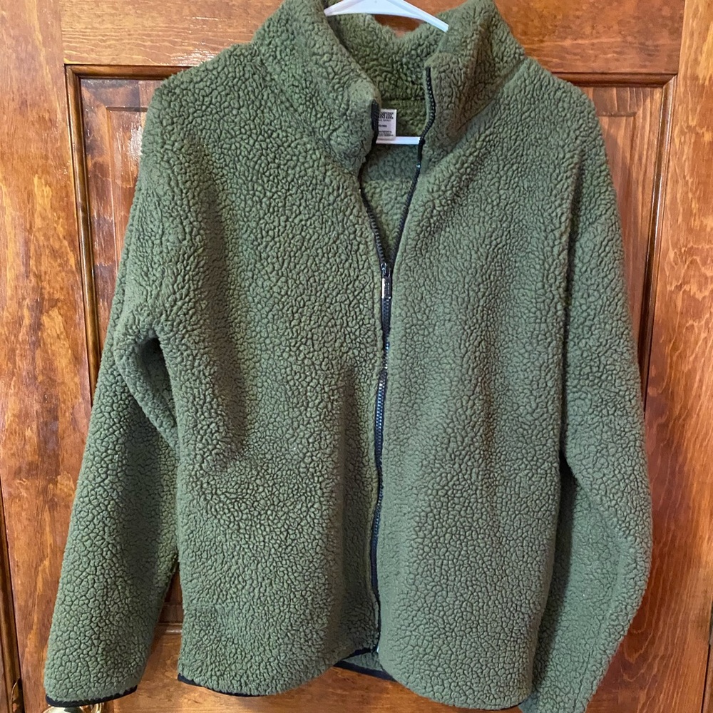 Green PINK Sherpa jacket